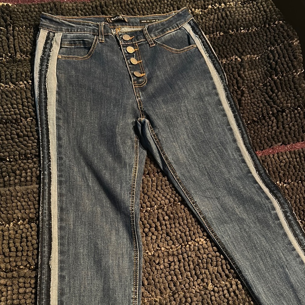 Stylish Blue Jeans with Side Stripes